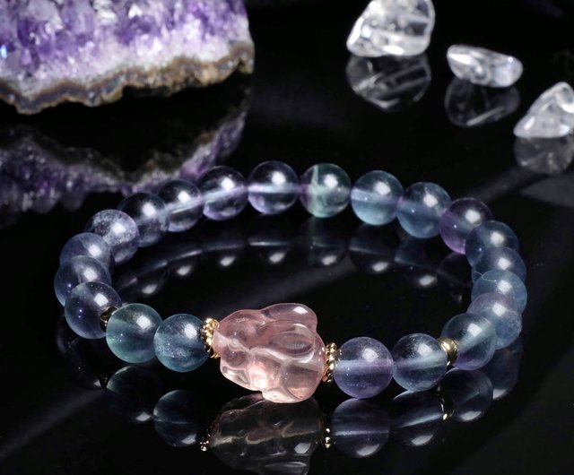 一点もの】 No.156 //8mm フローライト 蛍石 Fluorite パワーストーン ブレスレット ピンク色兎付き 天然石 可愛い - ショップ  Septetone 天然石アクセサリー ブレスレット - Pinkoi