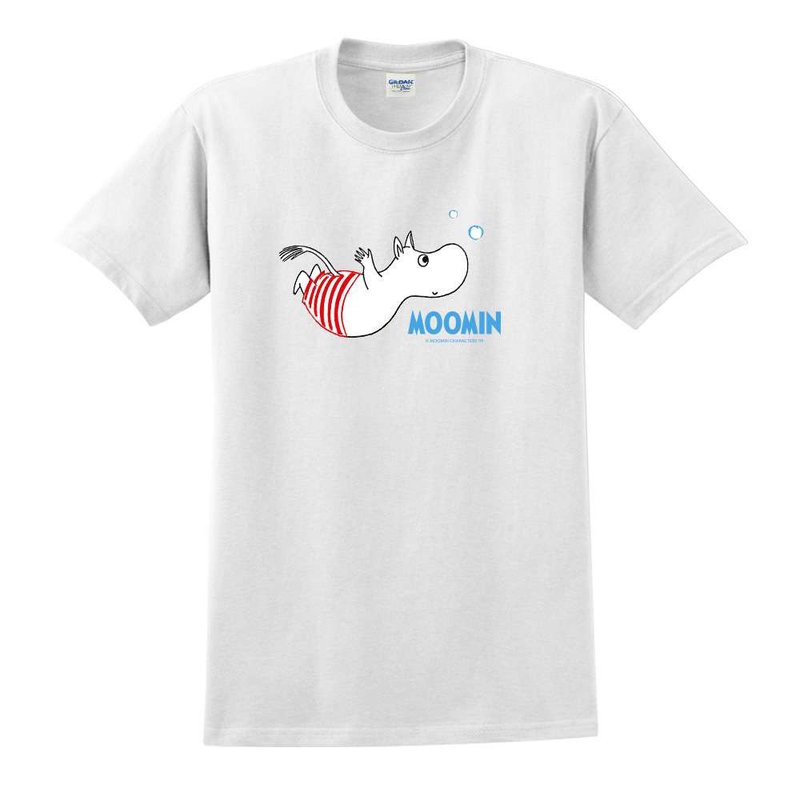 Authorized by Moomin-short-sleeved T-shirt Lulu rice summer swimming shorts - เสื้อยืดผู้หญิง - ผ้าฝ้าย/ผ้าลินิน สีแดง