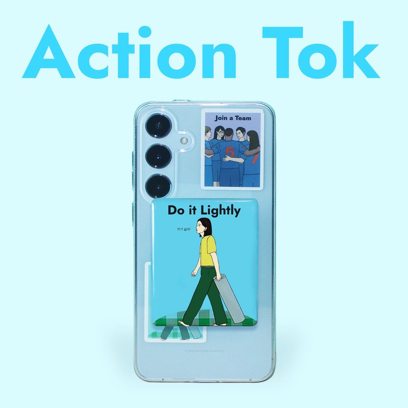 エポキシスマホグリップ - Action Tok - Do it Lightly - Phone Stands & Dust Plugs - Acrylic Blue