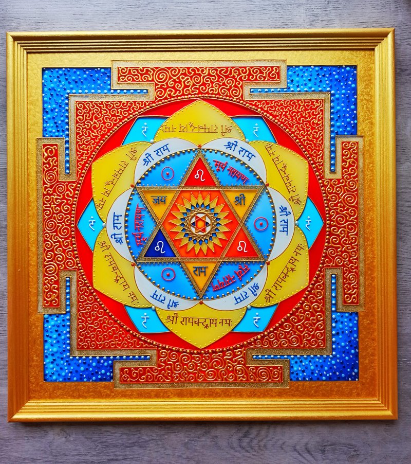 Sun Yantra Surya Mandala wall art瑜伽吠陀占星术Vastu Jyotish - 壁貼/牆壁裝飾 - 玻璃 橘色
