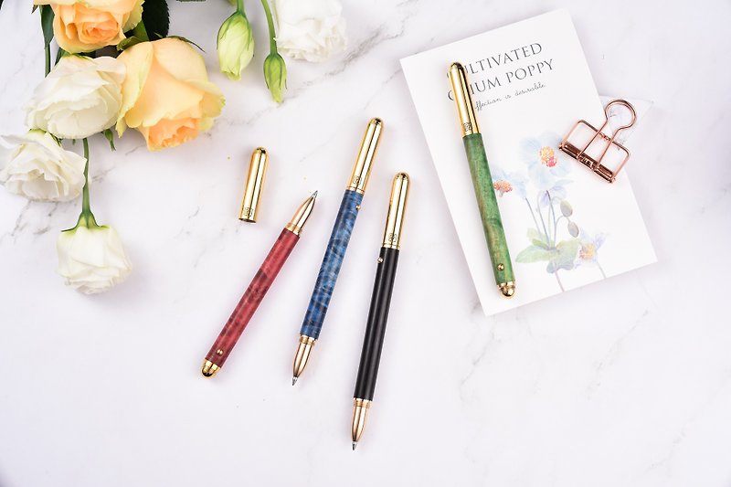 Colorful pen stable wood pen signature pen gel pen water-based pen can be customized lettering - อุปกรณ์เขียนอื่นๆ - ไม้ 