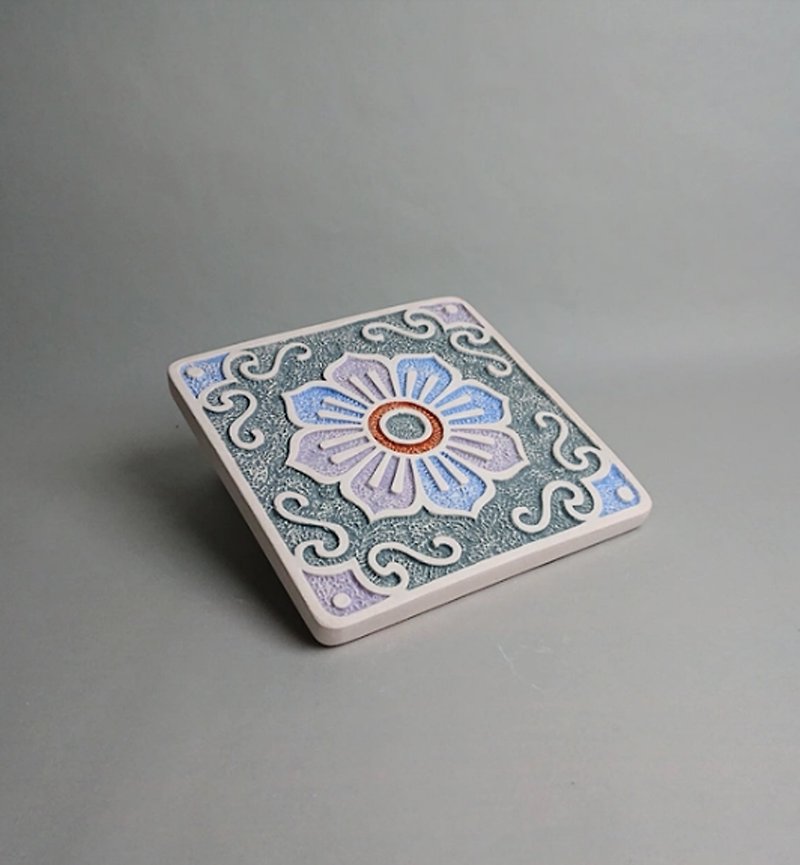 Handmade pottery absorbent coaster 03 - Coasters - Pottery White