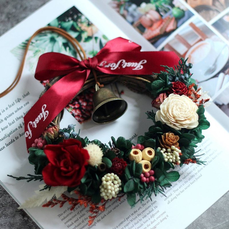 [Christmas Exclusive] Taichung Handicraft Course∣ Winter Night Bell Rose Everlasting Wreath - จัดดอกไม้/ต้นไม้ - พืช/ดอกไม้ 