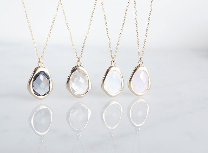 【14KGF】Necklace,Glossy Color Glass - Necklaces - Glass Gold