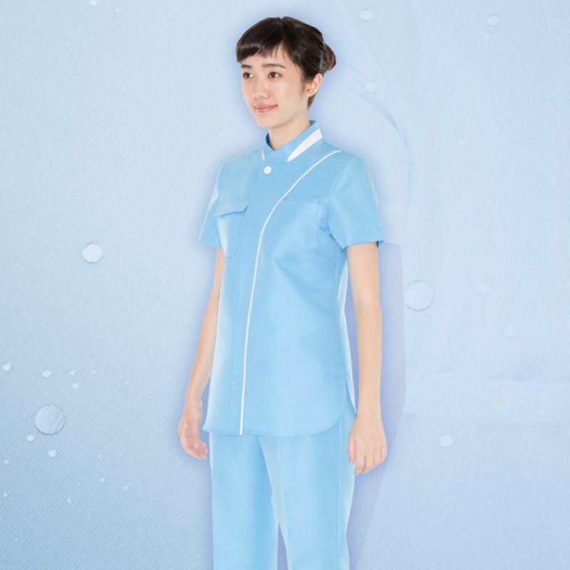 多色拉鏈納米抗菌護士護理員短袖上衣醫美診所制服NW6206 - 女上衣/長袖上衣 - 聚酯纖維 多色