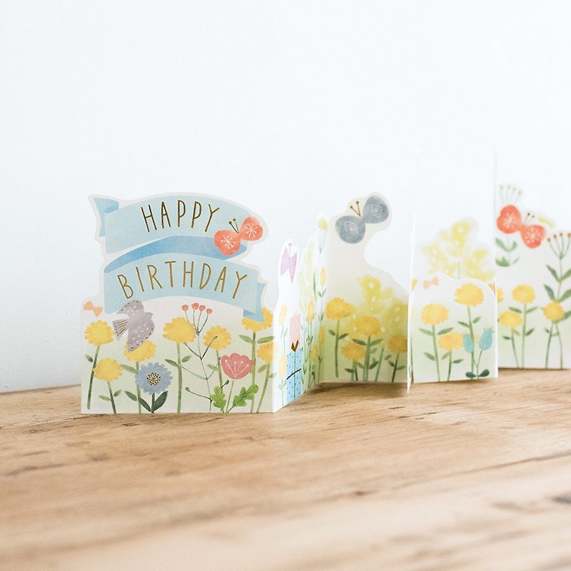 Kazokutte Birthday Series Three-dimensional Decorative Card / Flower Field - Cards & Postcards - Paper White