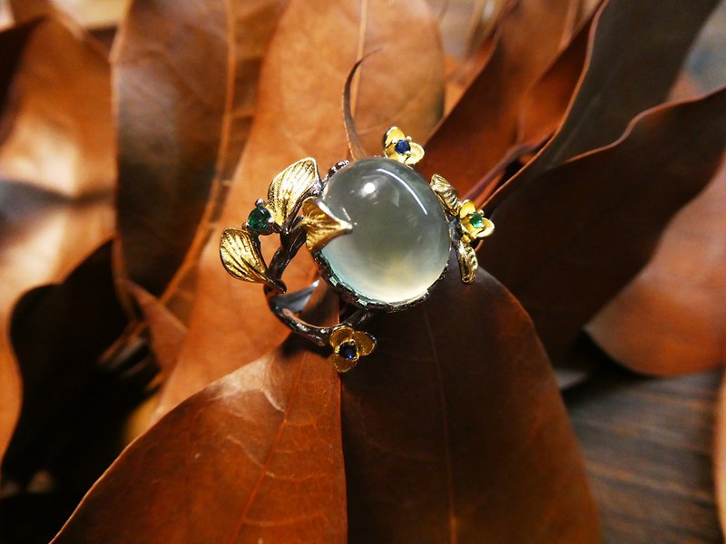 Jingjing Workshop * Love2hm [The Wizard of Oz - Mi] Stone sterling silver ring - แหวนทั่วไป - เครื่องเพชรพลอย สีเขียว