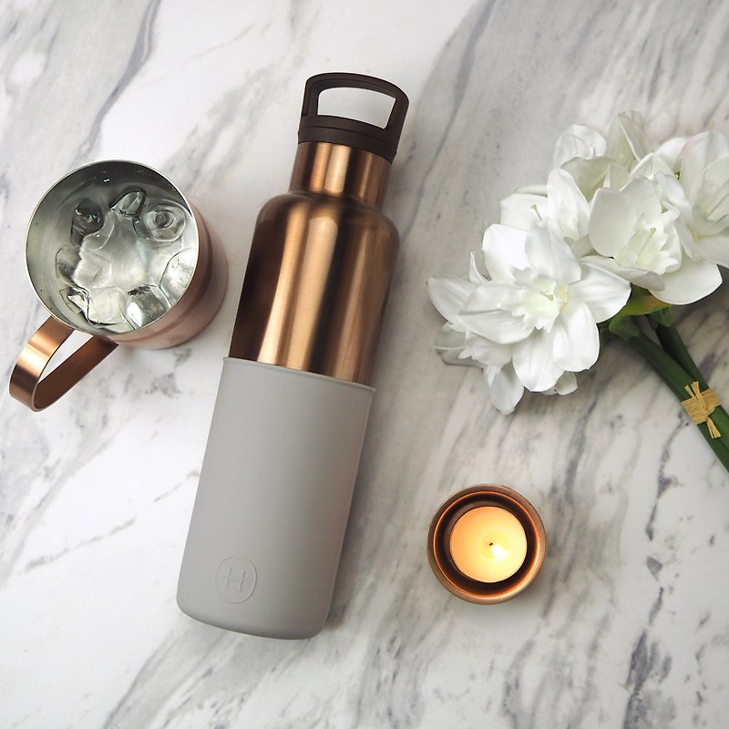 BRONZE GOLD- Cloud Grey | HYDY vacuum insulated thermal water bottle. - Pitchers - Other Metals Gold