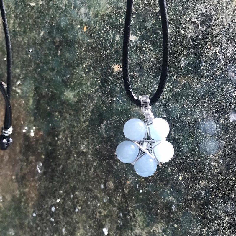 【Lost and find】 Natural stone Aquamarine neck - Necklaces - Gemstone Blue