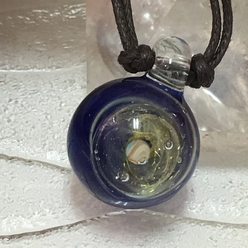 Glass Small Universe Planet Necklace - Necklaces - Glass Blue