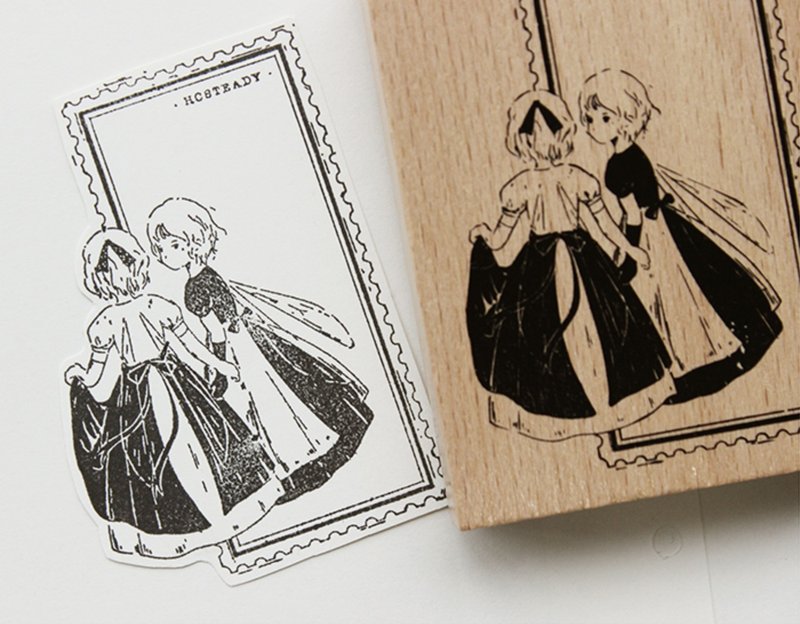 鏡中女孩 木製手帳印章 - 印章/印台 - 其他材質 透明