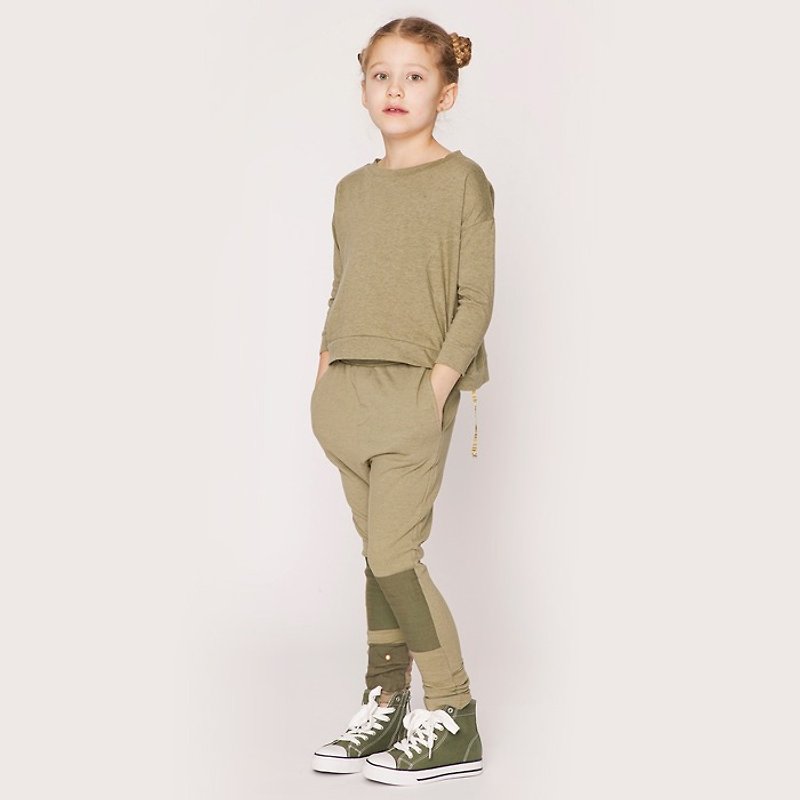 【Swedish children's clothing】High-pound organic cotton pants 9-10 years old dark green - Pants - Cotton & Hemp Green