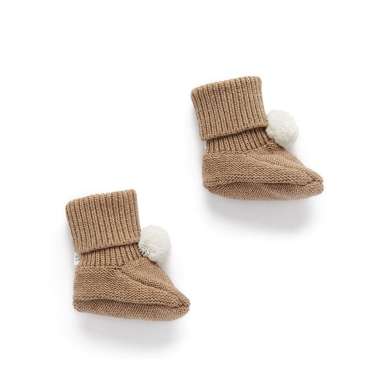 Australian Purebaby organic cotton baby/newborn knitted socks 0-6M brown - ถุงเท้าเด็ก - ผ้าฝ้าย/ผ้าลินิน 