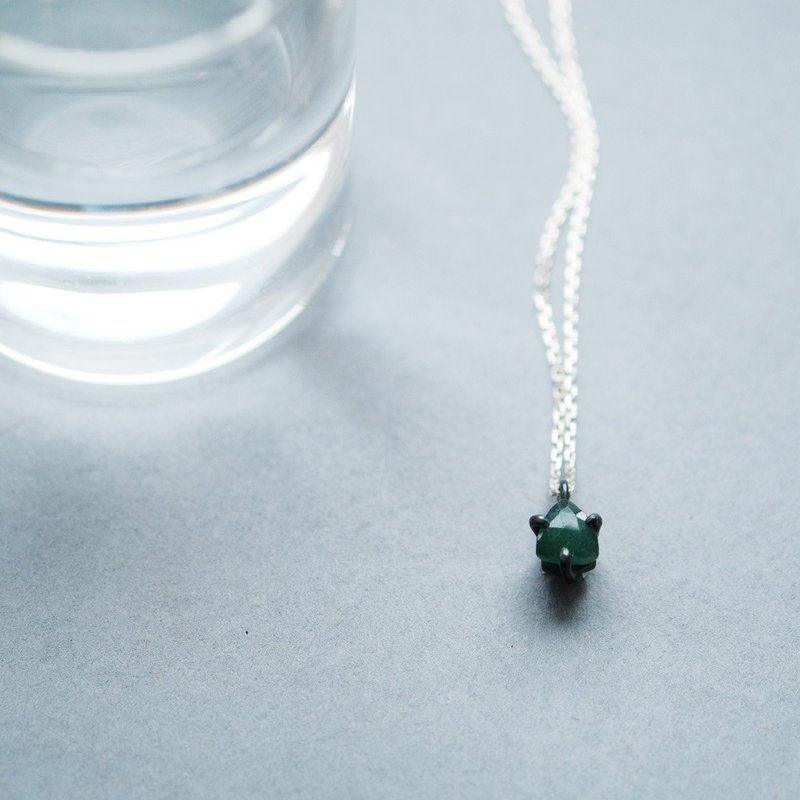 三角 緑水晶 いぶし ネックレス シルバー925 - 項鍊 - 其他金屬 綠色