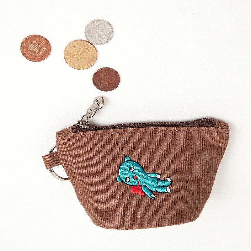 YIZISTORE hurts very heavy purse female creative mini canvas embroidery coin pack dumpling-shaped small wallet - กระเป๋าใส่เหรียญ - ผ้าฝ้าย/ผ้าลินิน 