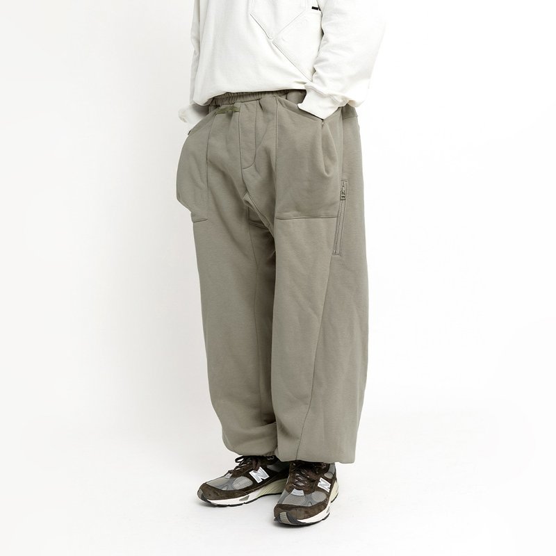 Secant Heavy Weight Sweatpant 切線重磅運動褲 黑色/月桂色 - 男長褲/休閒褲 - 棉．麻 