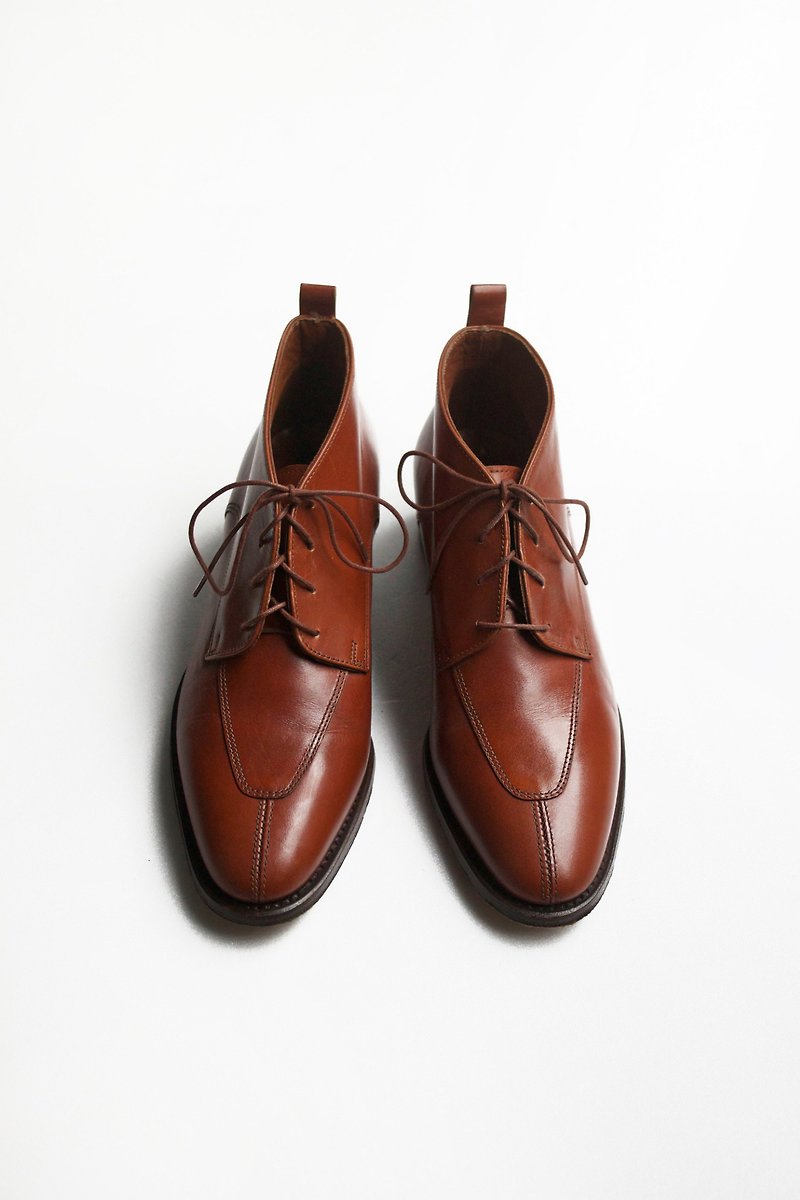 80s 義大利製焦糖甜踝靴｜The J Peterman Co. Ankle Boots US 8.5B EUR 3839 - 男款休閒鞋 - 真皮 紅色