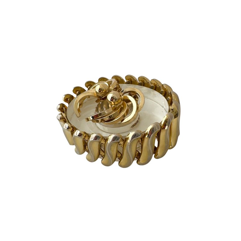 Vintage Trifari Accordion Bracelet and Bergere Clip-On Earrings 1950s Matching - 手鍊/手環 - 其他材質 金色