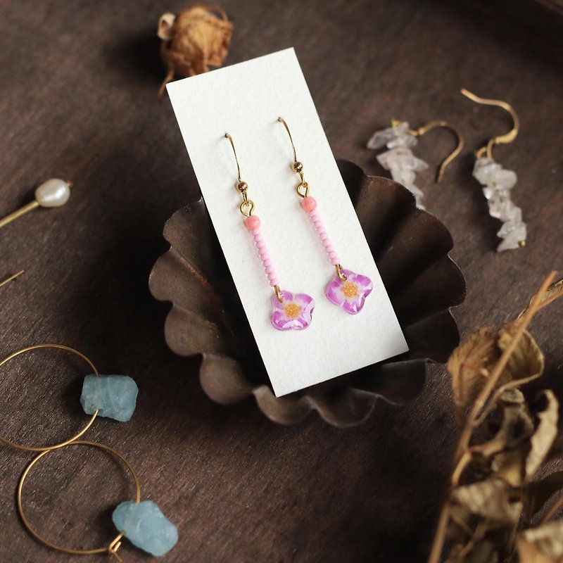 Flower Collection Mini Handmade Earrings - Mist Forest can be changed - Earrings & Clip-ons - Resin Purple