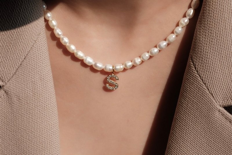 Rive gauche pearl necklace - สร้อยคอ - ไข่มุก สีทอง