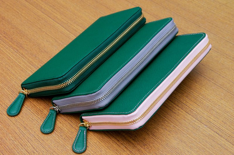 Leather zipper long clip - Wallets - Genuine Leather 