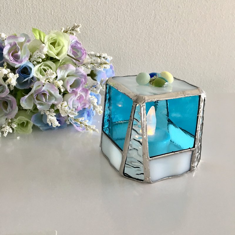 Sweet night LED Candle Holder Turquoise Blue Bay View - เทียน/เชิงเทียน - แก้ว สีน้ำเงิน