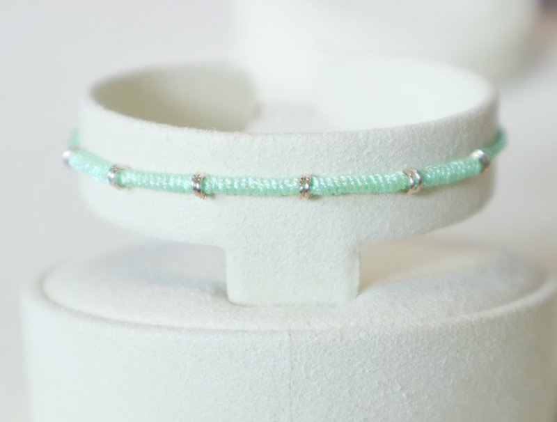 925 sterling silver Bamboo lucky bracelet Bamboo is rising steadily-hand-woven-lucky bracelet - สร้อยข้อมือ - เงินแท้ สีเขียว