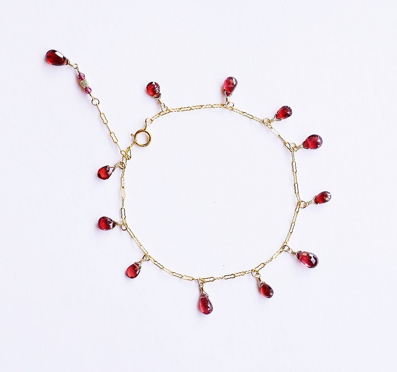 Gorgeous Garnet Multi Gem Bracelet 14K GF Translucent Sexy Classical Charm Natural Stone Light Jewelry - Bracelets - Gemstone Red