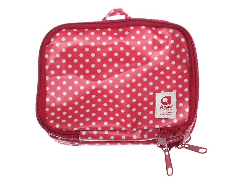 波點旅行小袋 - 桃紅色  - 化妝袋/收納袋 - 塑膠 粉紅色