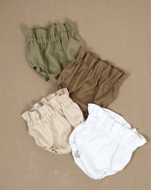 Natural linen boho bloomers for baby girl, boho baby girl bloomers