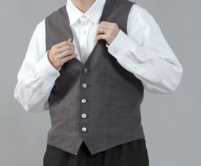 wafu - リネンベスト 総裏地仕様 リネン100% 裏地もリネン wafu - リネンベスト 総裏地仕様 リネン100% 裏地もリネン