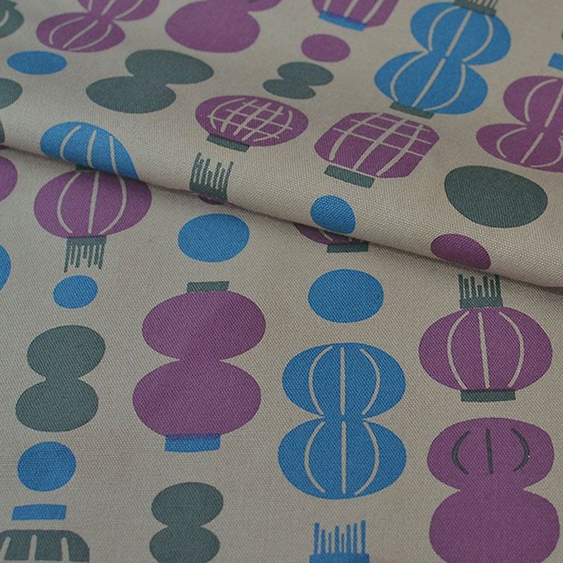ハンドプリントファブリック　２５０g/ヤード / Milly Collection / Paper Lantern / Purple & Brown - 編み物/刺繍/羊毛フェルト/裁縫 - コットン・麻 パープル
