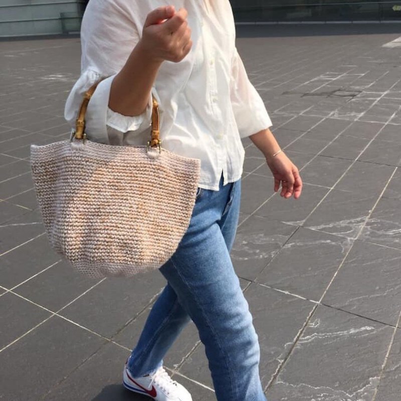 Cherry Blossom Bag - M Size - กระเป๋าถือ - ผ้าฝ้าย/ผ้าลินิน 