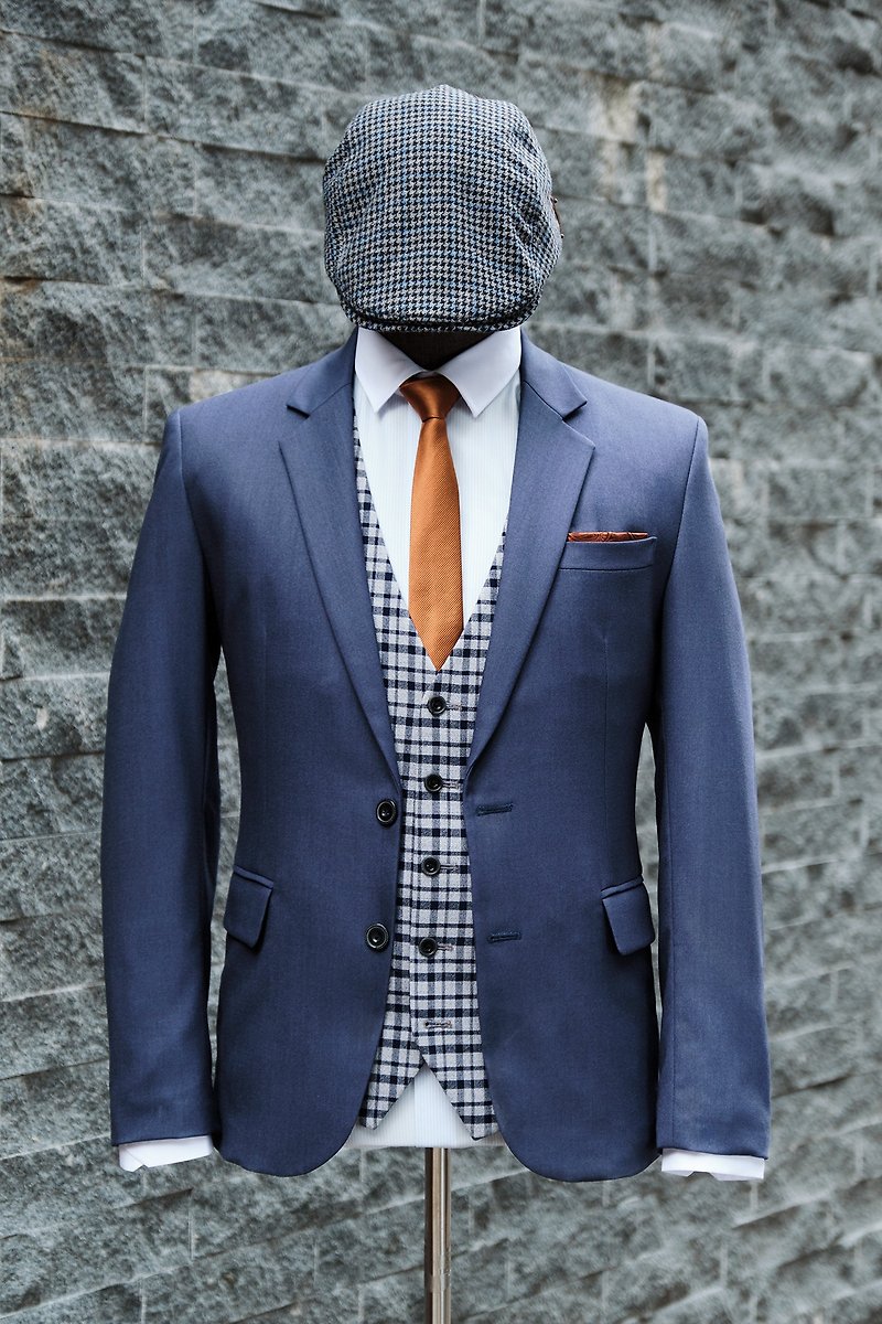 Gray blue west - Men's Coats & Jackets - Other Man-Made Fibers Blue