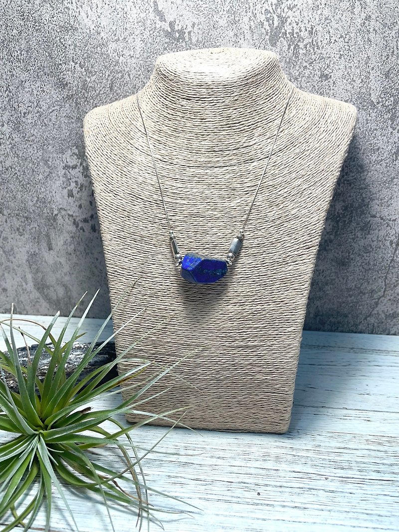 Cosmic Horn Lapis Lazuli Sterling Silver Necklace - Necklaces - Semi-Precious Stones Blue