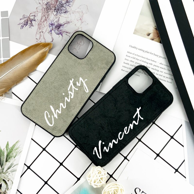 【Customization】【Customized calligraphy English name】Fabric phone case - เคส/ซองมือถือ - วัสดุอื่นๆ สีดำ