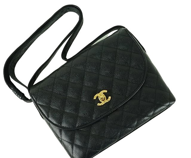 Chanel Black Caviar Leather Vintage Shoulder Bag (01372) - Shop
