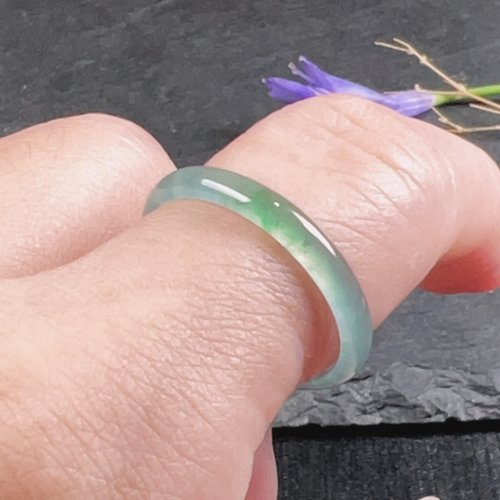 瓔珞珠寶盒 E.L.Jewelry Box 【求‧緣】冰藍水飄綠翡翠戒指戒圈 | 國際17圍 | 天然翡翠A貨