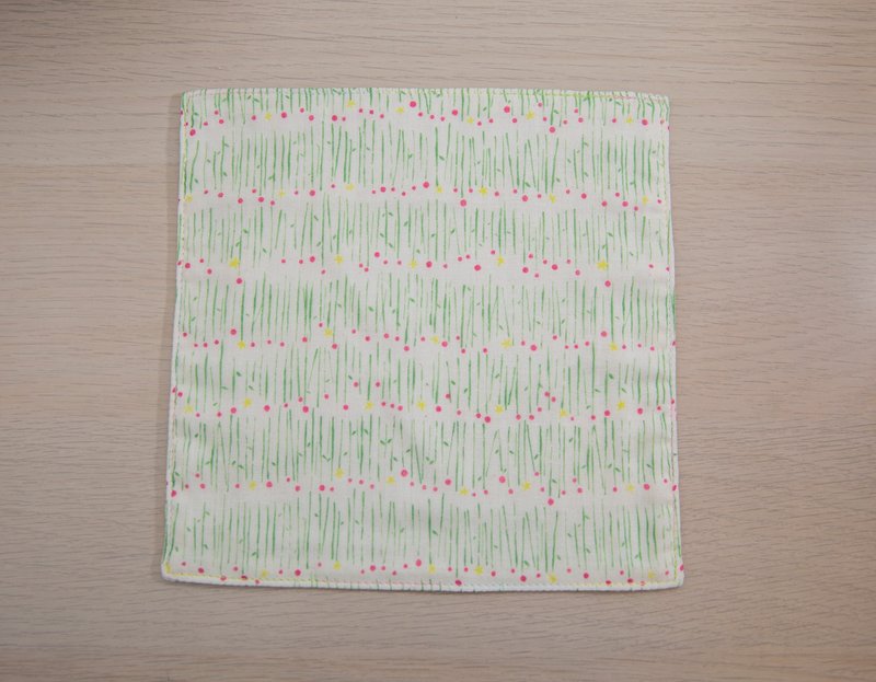 小小花園 正方形手帕/幼兒園手帕夾/兒童手帕/口水巾/手作手帕 - 圍兜/口水巾 - 棉．麻 綠色