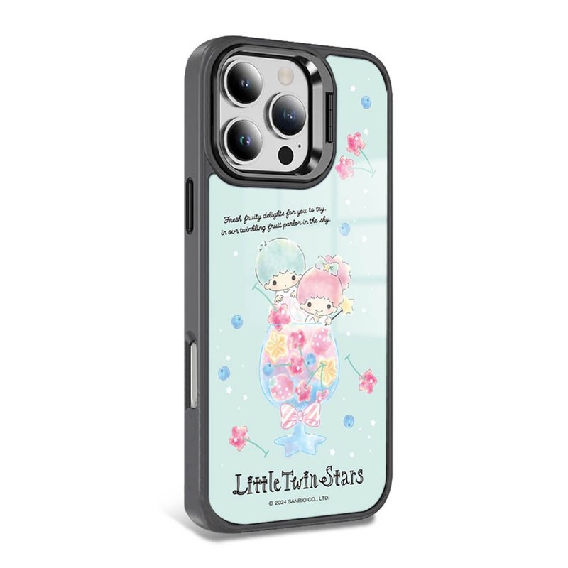 iPhone全系列軍規防摔合金框隱形立架手機殼-水果雙子星-黑框 - 手機殼/手機套 - 其他材質 多色