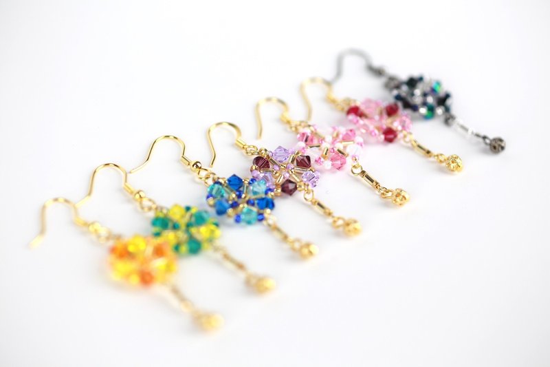 Swarovski Sparkling Night Sky Pierced Earrings - ต่างหู - คริสตัล สีน้ำเงิน