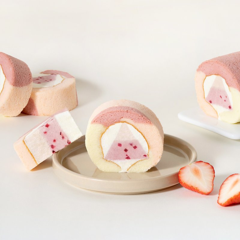 Wild Rose Garden Ice Cream Roll - Cake & Desserts - Other Materials Pink