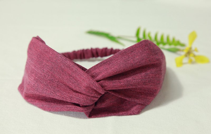 [Color] hair band - Japanese retro textured cloth / red ocher - Hair Accessories - Cotton & Hemp Red