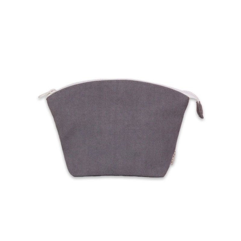 【貝殼化妝包】大 - 灰色 - 化妝包/收納袋 - 棉．麻 灰色