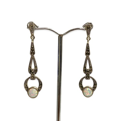 alisadesigns Victorian Style Gilson Opal Stone Set Pendant and Earrings 925 Sterling Silver