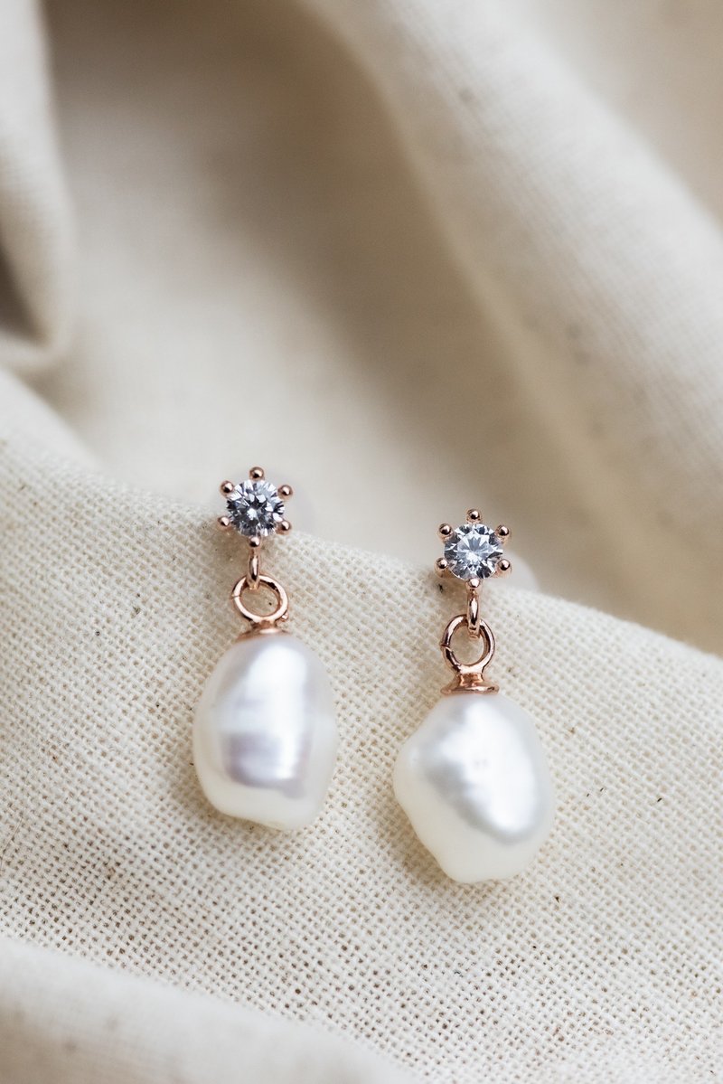 【Sicilia】 18K Gold Vermeil Pearl Earring - Earrings & Clip-ons - Pearl Gold