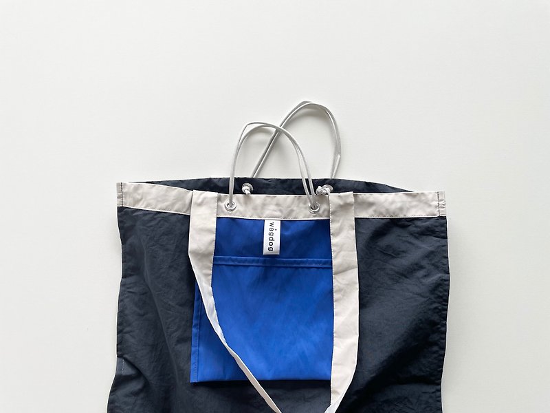 [NEW] DAILY 2way tote bag / color block navy blue - Messenger Bags & Sling Bags - Other Materials Khaki