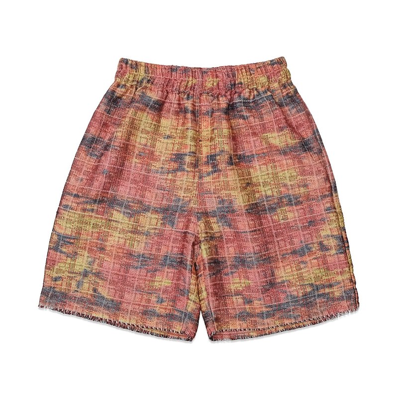 KAIKAI - UNPREDICTABLE - Check woven Linen shorts - Men's Shorts - Cotton & Hemp Orange