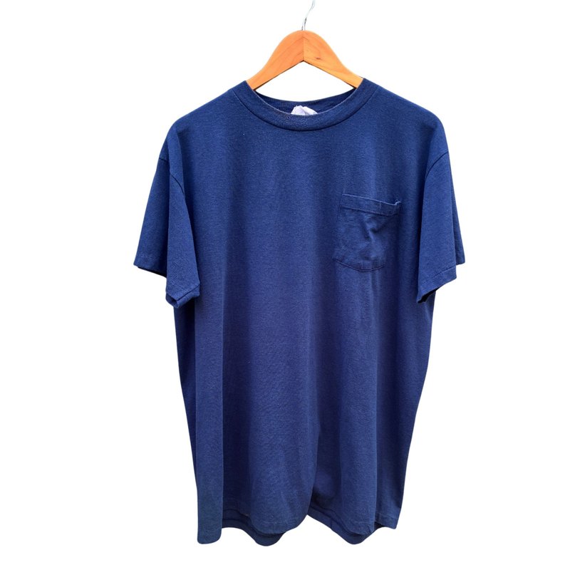 Vintage Sears Wearmaster Blue Pocket T Shirt - 男 T 恤 - 棉．麻 藍色