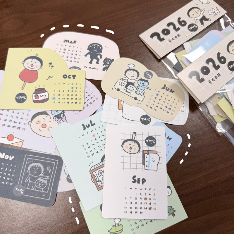 【唐小糖】2026年卡片日歷 活頁本日歷小卡/可自行打洞/手賬日歷 - 日曆/月曆/年曆 - 紙 多色